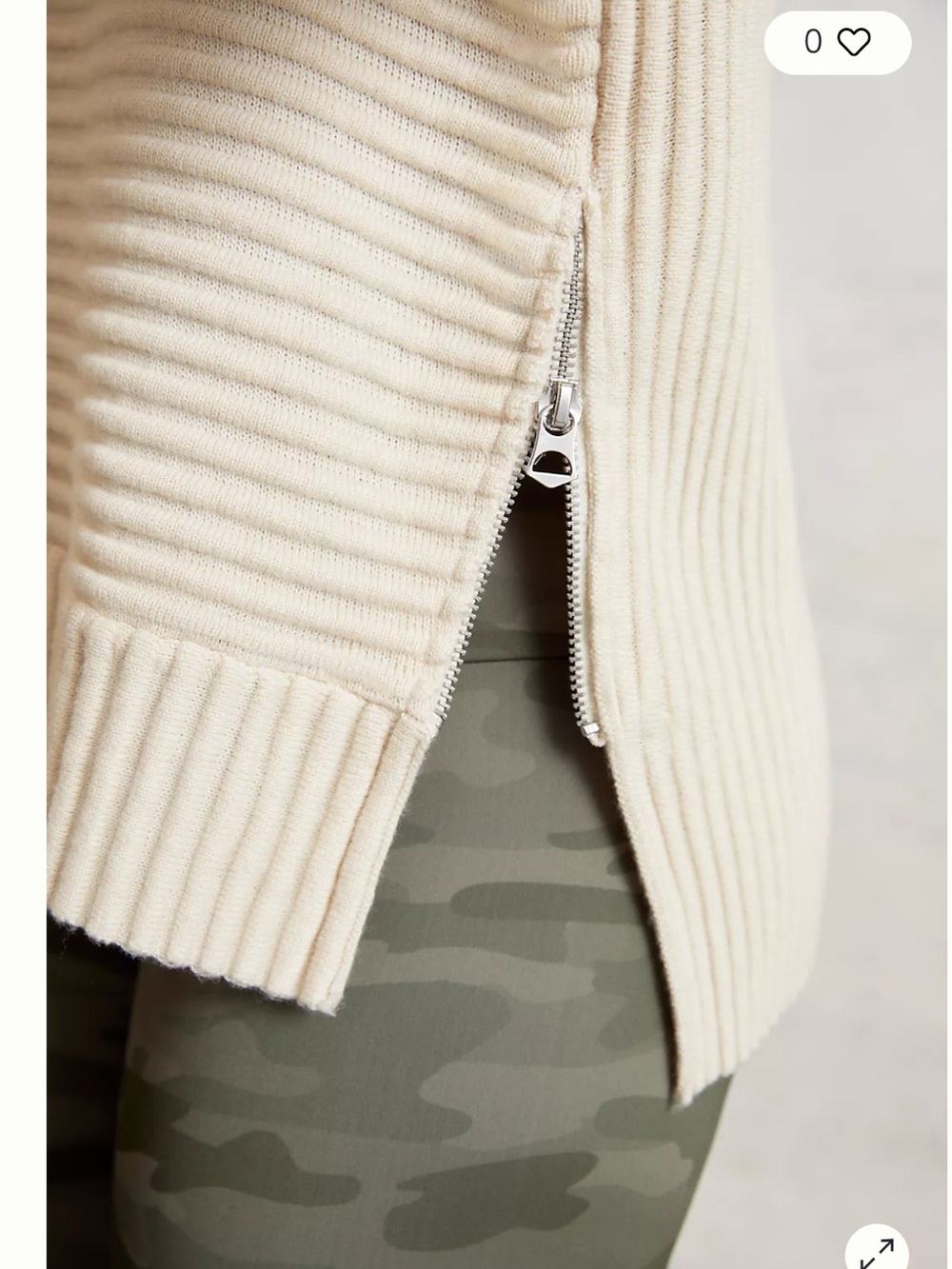 Varley Talbert Sweater Ivory Size XS for Anthropologie ribbed with side zippers - Picture 2 of 9